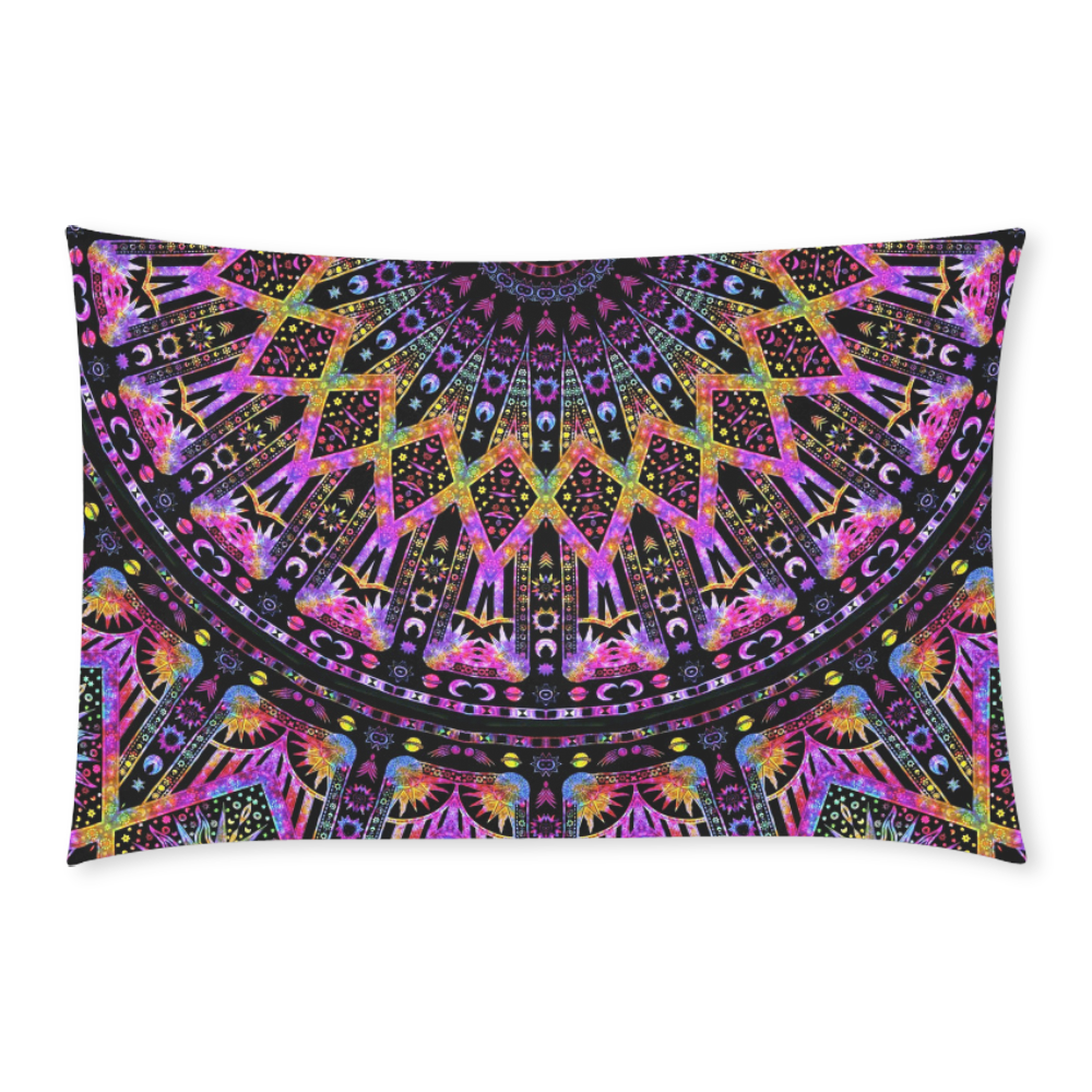 Hippy Boho Purple Elysian Mandala Half 3-Piece Bedding Set