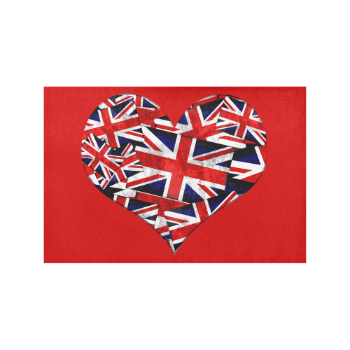 Union Jack British UK Flag Heart Red Placemat 12’’ x 18’’ (Set of 6)
