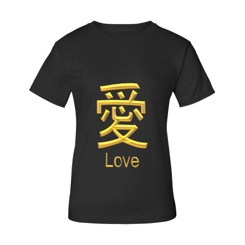 SA-Golden Asian Symbol for Love Women's Raglan T-Shirt/Front Printing (Model T62)