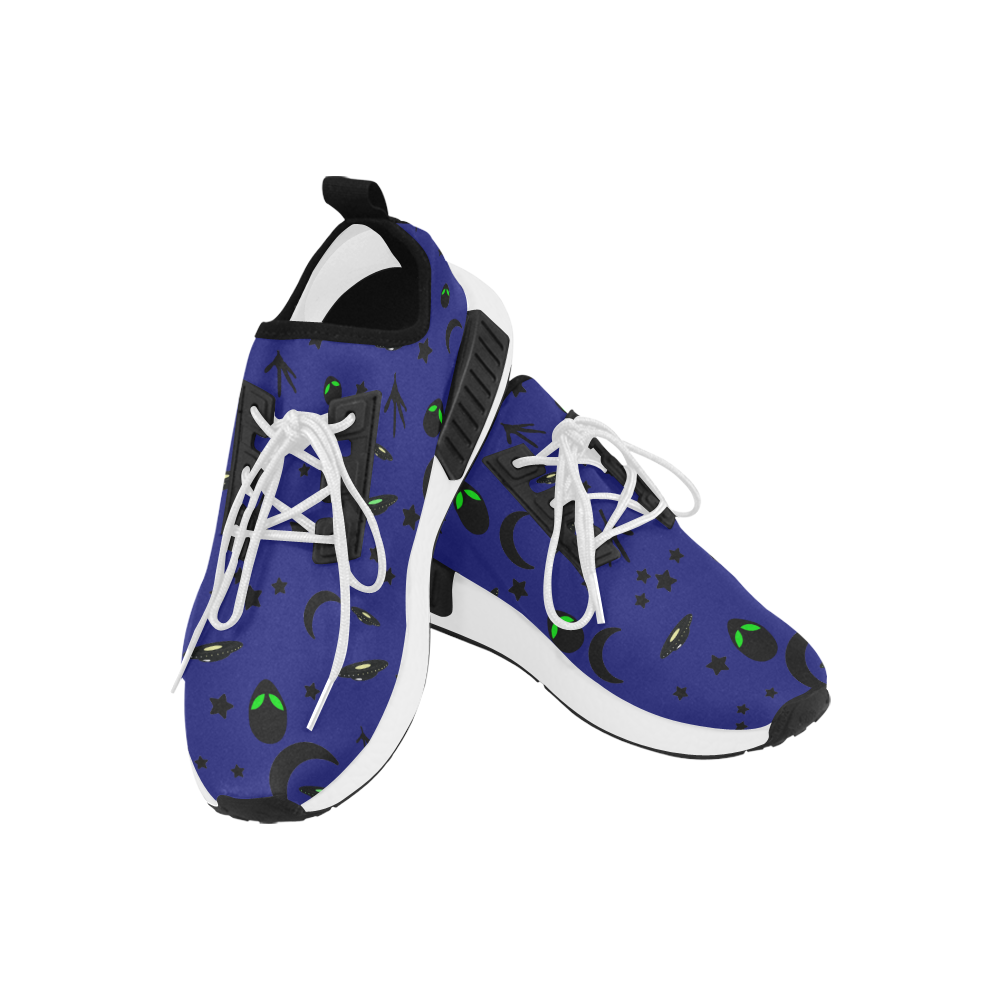Alien Flying Saucers Stars Pattern (Blue/White) Men’s Draco Running Shoes (Model 025)