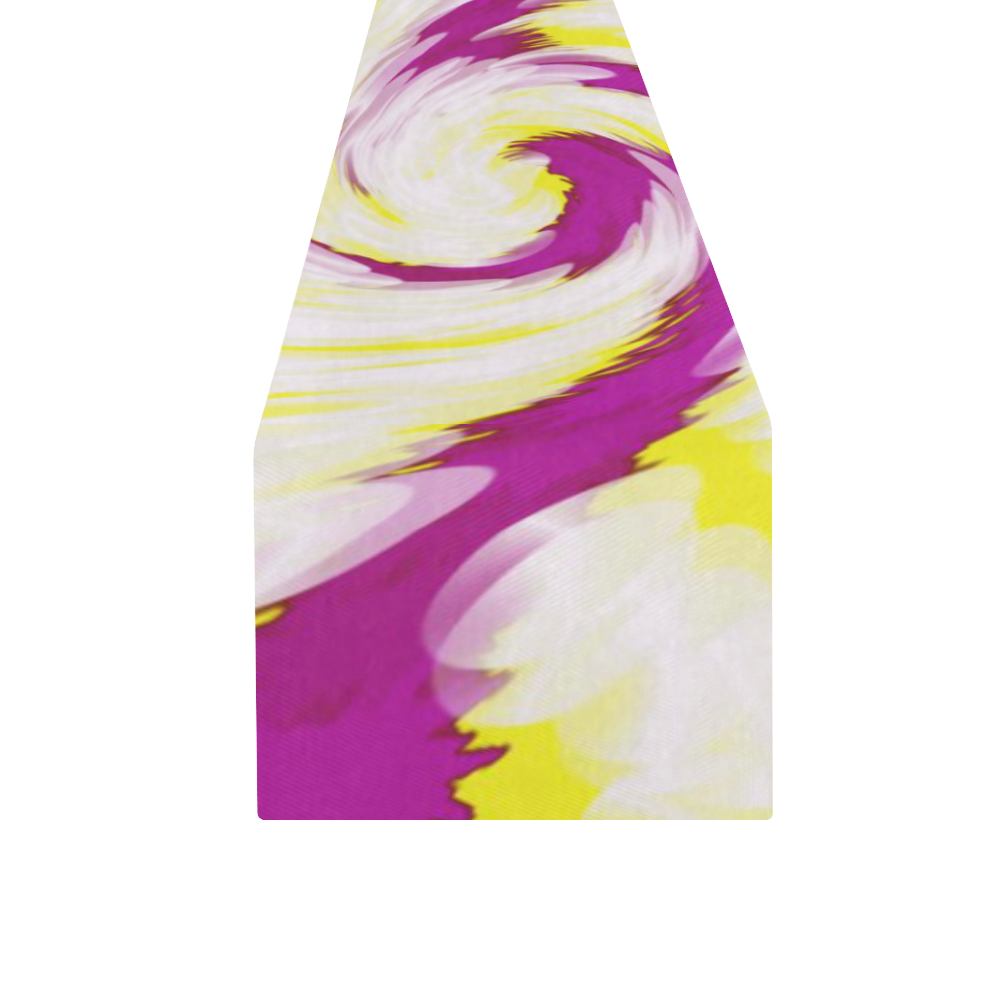 Pink Yellow Tie Dye Swirl Abstract Table Runner 16x72 inch