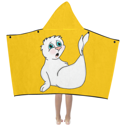Surprised Seal Yellow Kids' Hooded Bath Towels