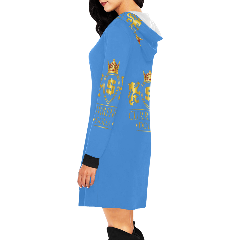 CURRENCY_DOLLA All Over Print Hoodie Mini Dress (Model H27)