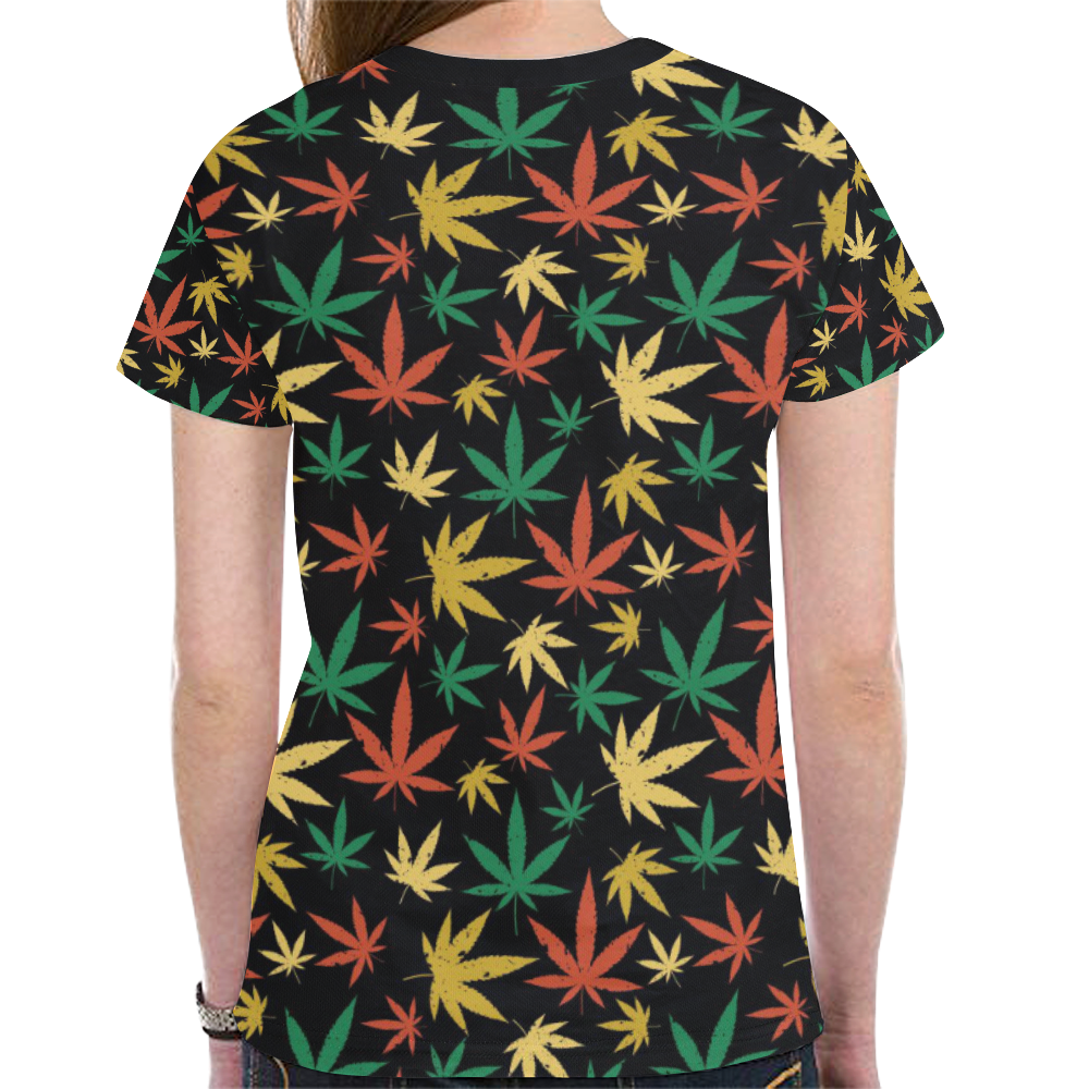 Cannabis Pattern New All Over Print T-shirt for Women (Model T45)