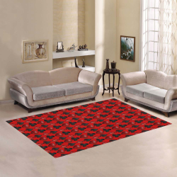 Las Vegas Black and Red Casino Poker Card Shapes on Red Area Rug7'x5'