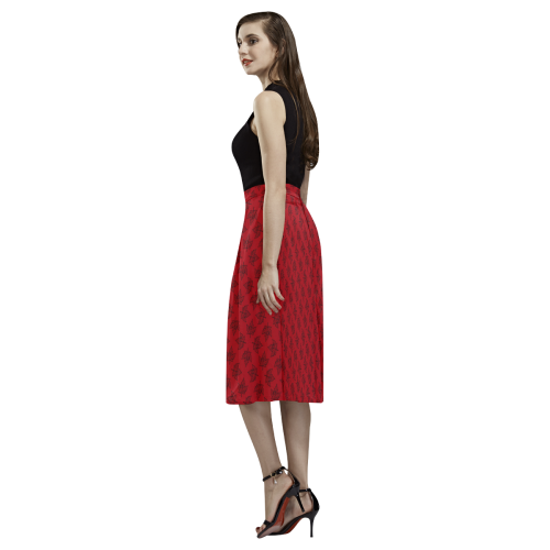 Cool Canada Skirts Retro Red Aoede Crepe Skirt (Model D16)