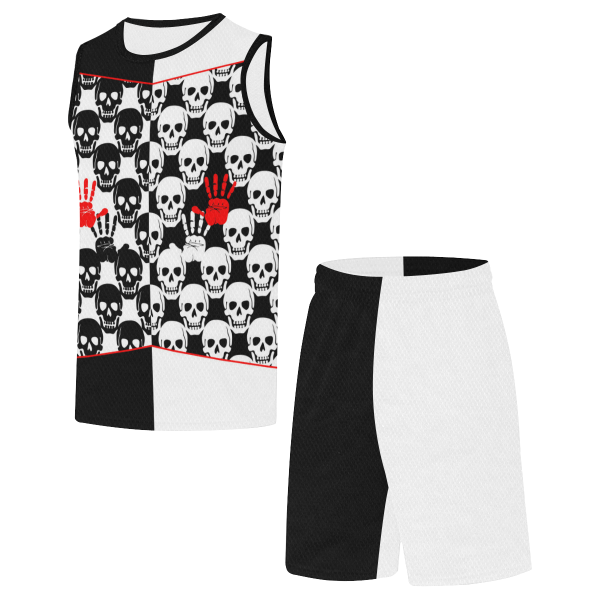 Skulls and Hands - black and white II All Over Print Basketball Uniform