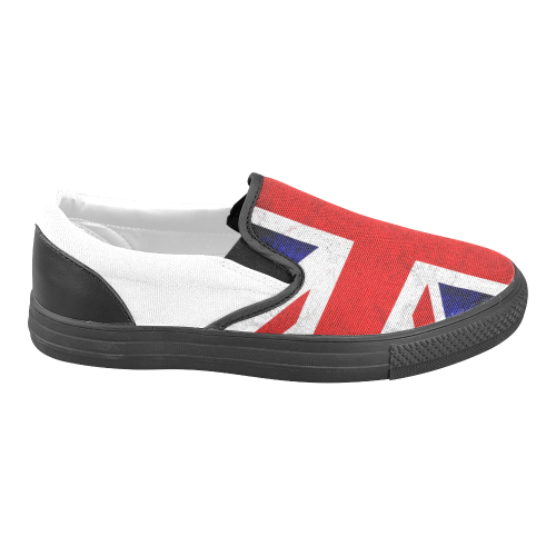 United Kingdom Union Jack Flag - Grunge 2 Women's Unusual Slip-on Canvas Shoes (Model 019)