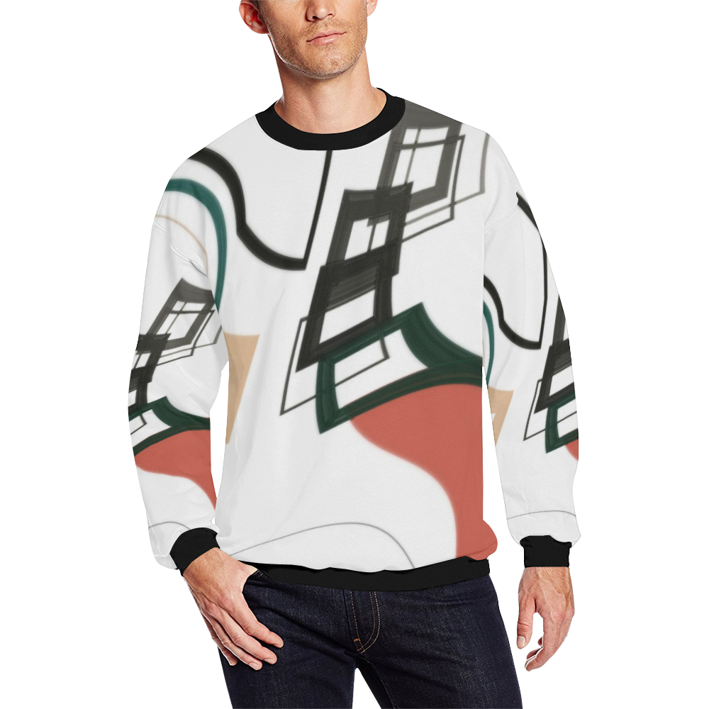 Minimalist Wave All Over Print Crewneck Sweatshirt for Men/Large (Model H18)