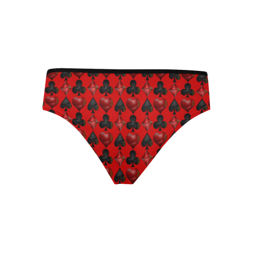 Las Vegas Black and Red Casino Poker Card Shapes on Red Women's Hipster Panties (Model L33)