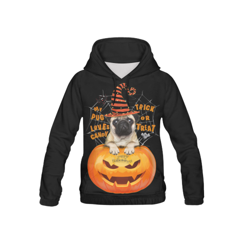 Halloween Pug All Over Print Hoodie for Kid (USA Size) (Model H13)