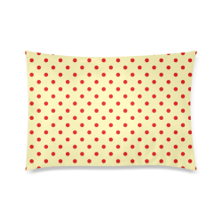 Polka Dots Red on Yellow Custom Zippered Pillow Case 20"x30"(Twin Sides)