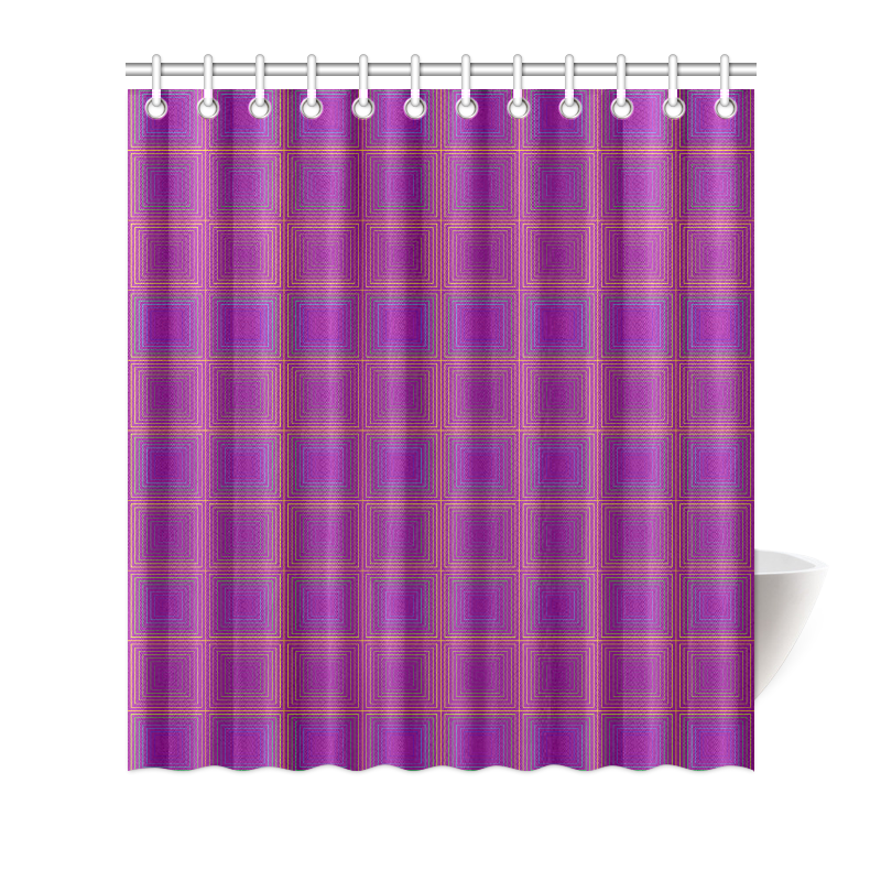 Purple gold multicolored multiple squares Shower Curtain 66"x72"