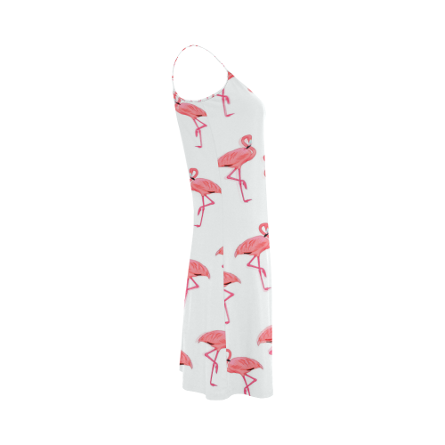 Pink Flamingo Pattern Tropical Summer Style Alcestis Slip Dress (Model D05)