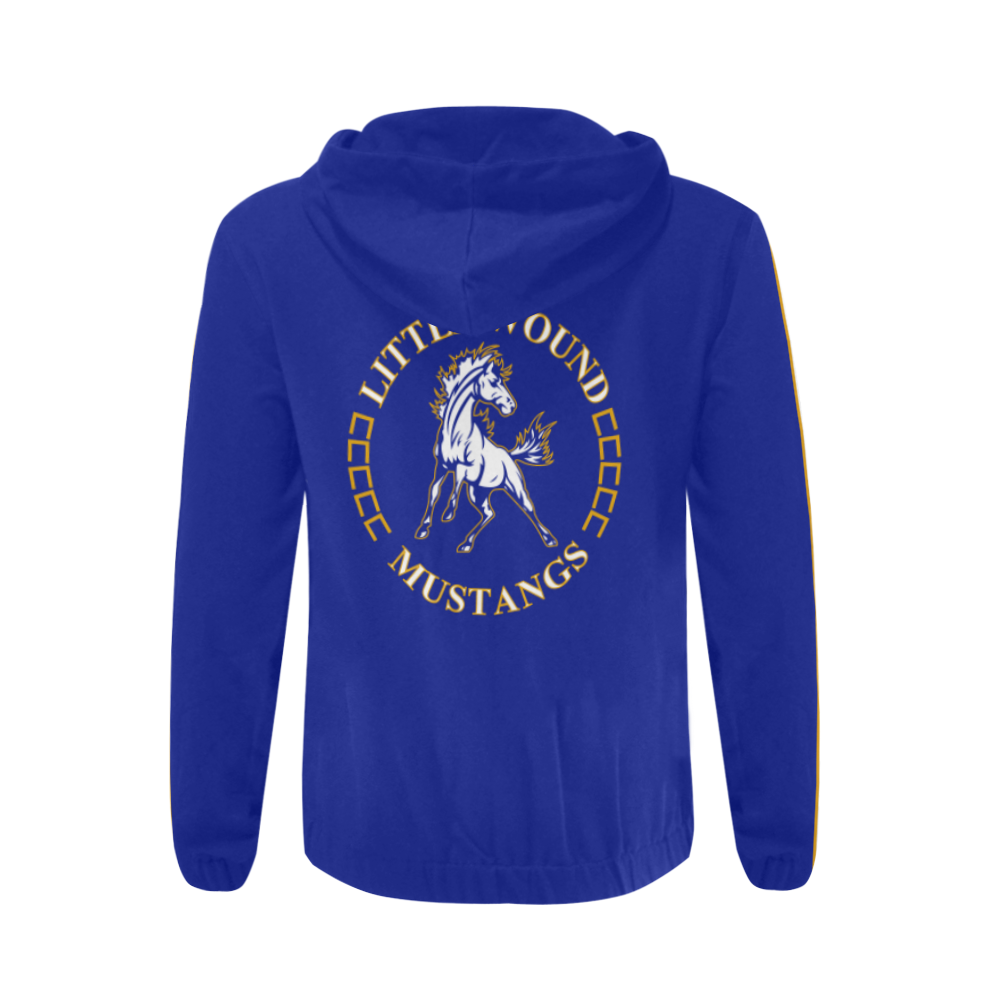 Little Wound Mustangs Carrie R blue All Over Print Full Zip Hoodie for Men/Large Size (Model H14)