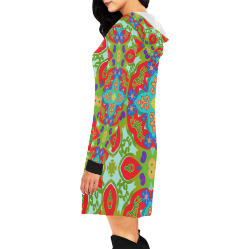 Large Koruu 15 All Over Print Hoodie Mini Dress (Model H27)