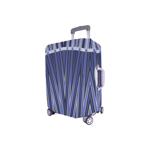 Blue Chevrons Stripes 01 Luggage Cover/Small 18"-21"