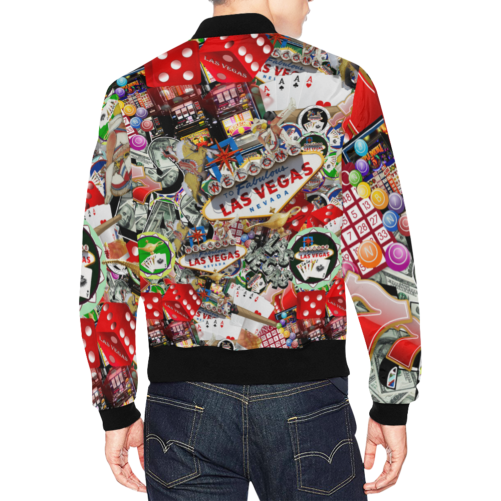 Las Vegas Icons - Gamblers Delight All Over Print Bomber Jacket for Men/Large Size (Model H19)
