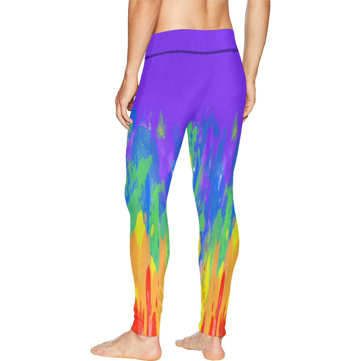 Flames Paint Abstract Purple Men's All Over Print Leggings (Model L38)
