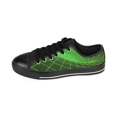 Green Orbit Neon Graphic Low Top Canvas Shoes for Kid (Model 018)