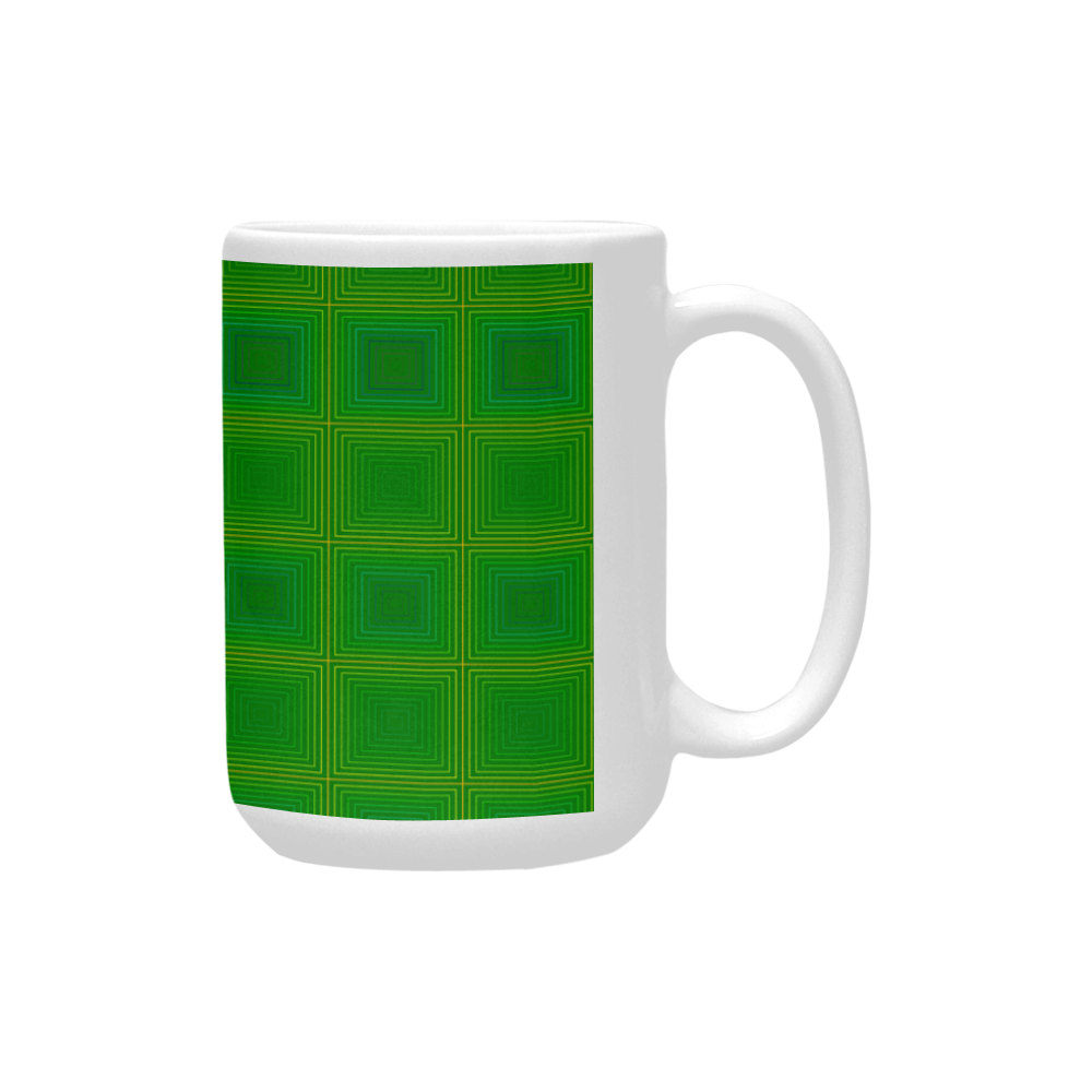 Green gold multicolored multiple squares Custom Ceramic Mug (15OZ)