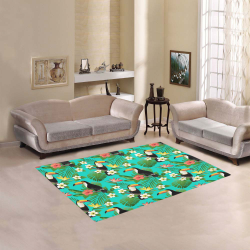Tropical Summer Toucan Pattern Area Rug 5'3''x4'