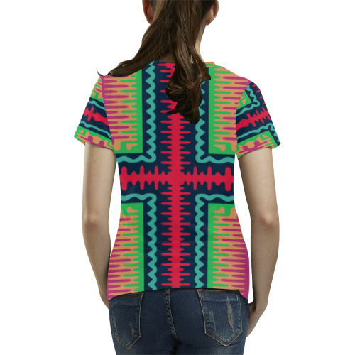 Waves in retro colors All Over Print T-Shirt for Women (USA Size) (Model T40)