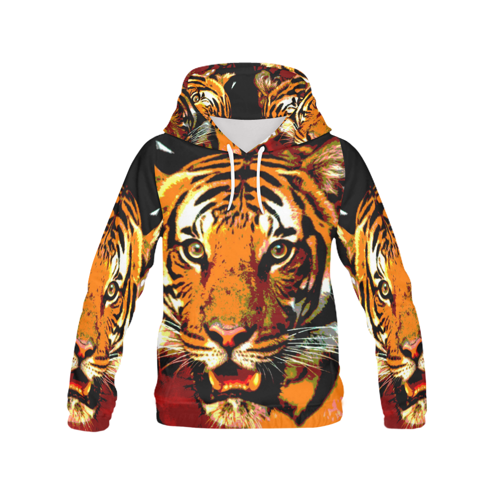 TIGER 14 All Over Print Hoodie for Women (USA Size) (Model H13)