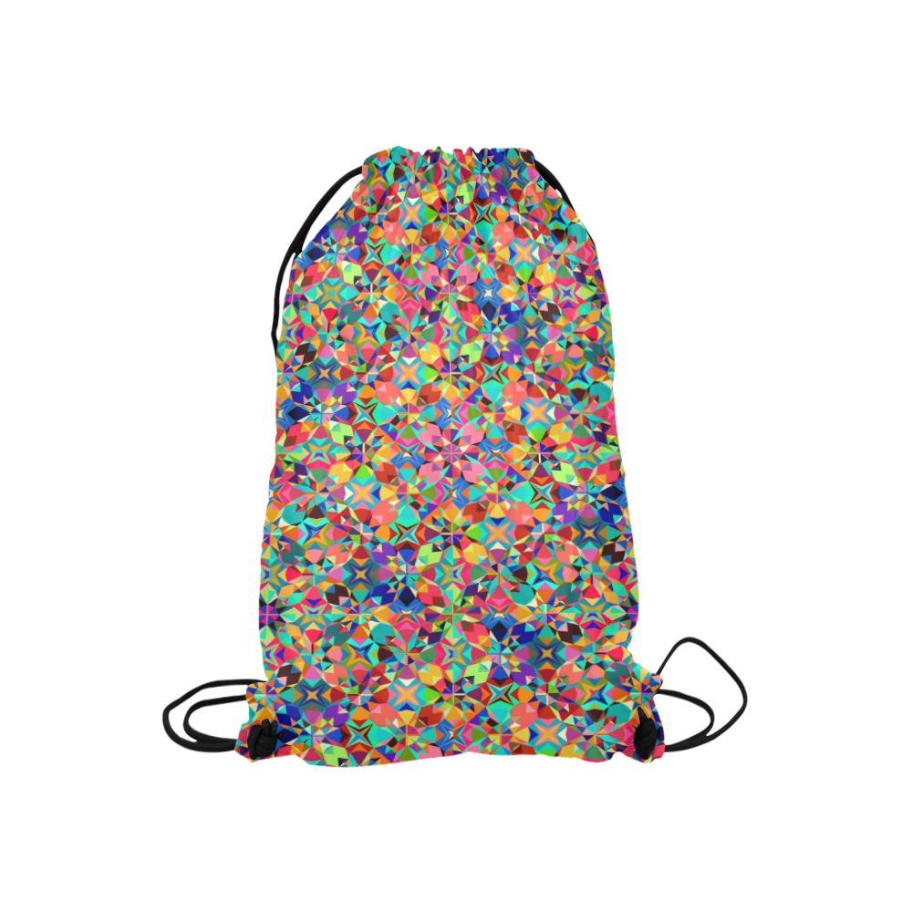 Multicolored Geometric Pattern Small Drawstring Bag Model 1604 (Twin Sides) 11"(W) * 17.7"(H)