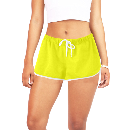 Bright Neon Yellow Women's All Over Print Relaxed Shorts (Model L19)