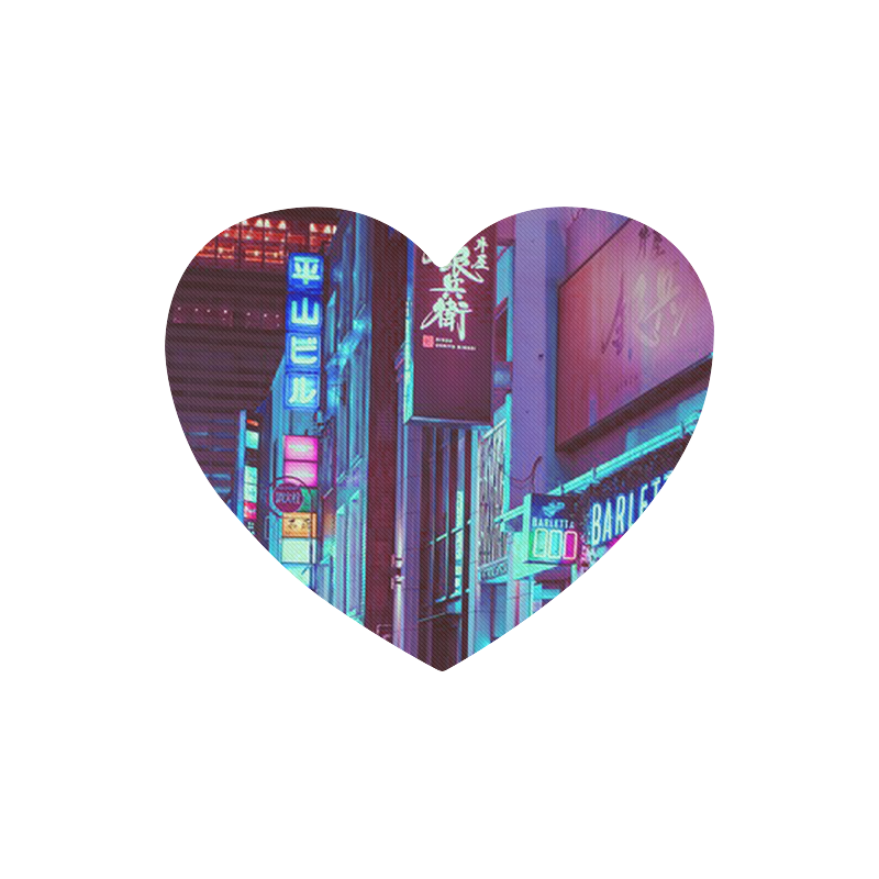 japan city Heart-shaped Mousepad