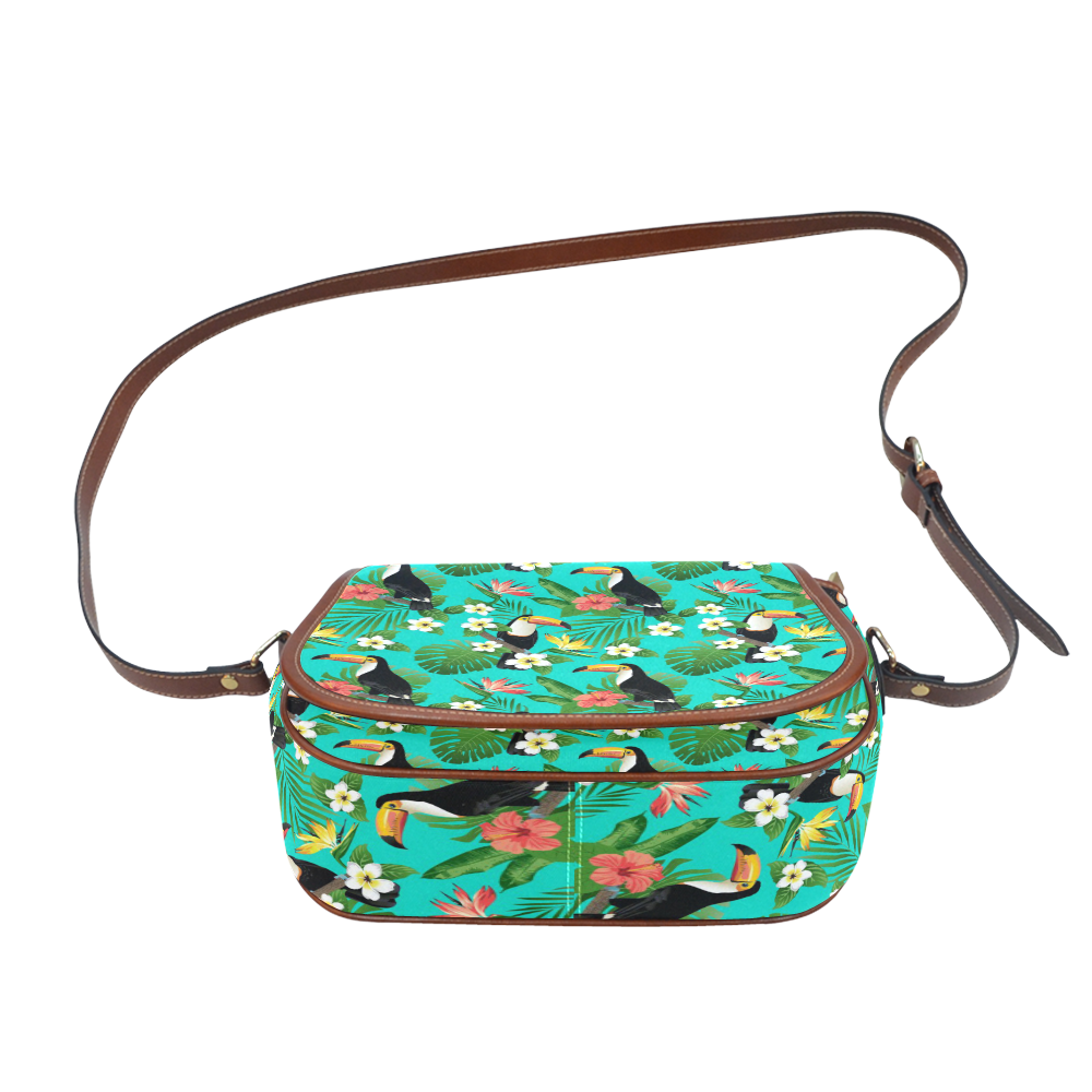 Tropical Summer Toucan Pattern Saddle Bag/Small (Model 1649) Full Customization