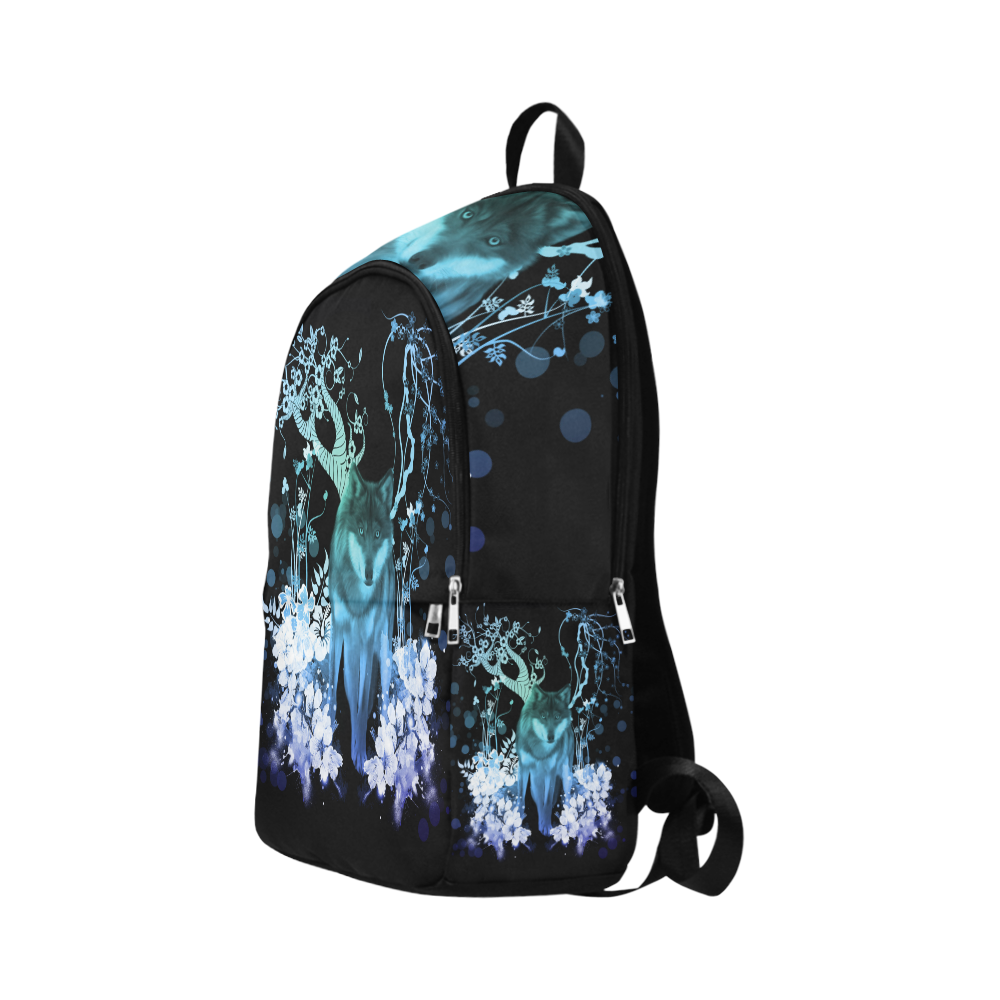 Awesome wolf with flowers Fabric Backpack for Adult (Model 1659)