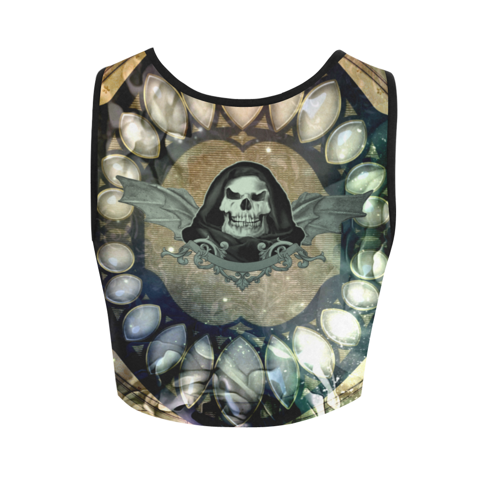 Awesome scary skull Women's Crop Top (Model T42)