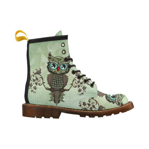 Wonderful owl, diamonds High Grade PU Leather Martin Boots For Women Model 402H