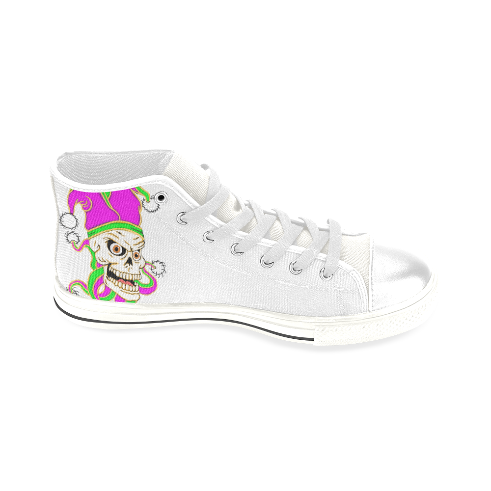 Jester Skull White Men’s Classic High Top Canvas Shoes (Model 017)