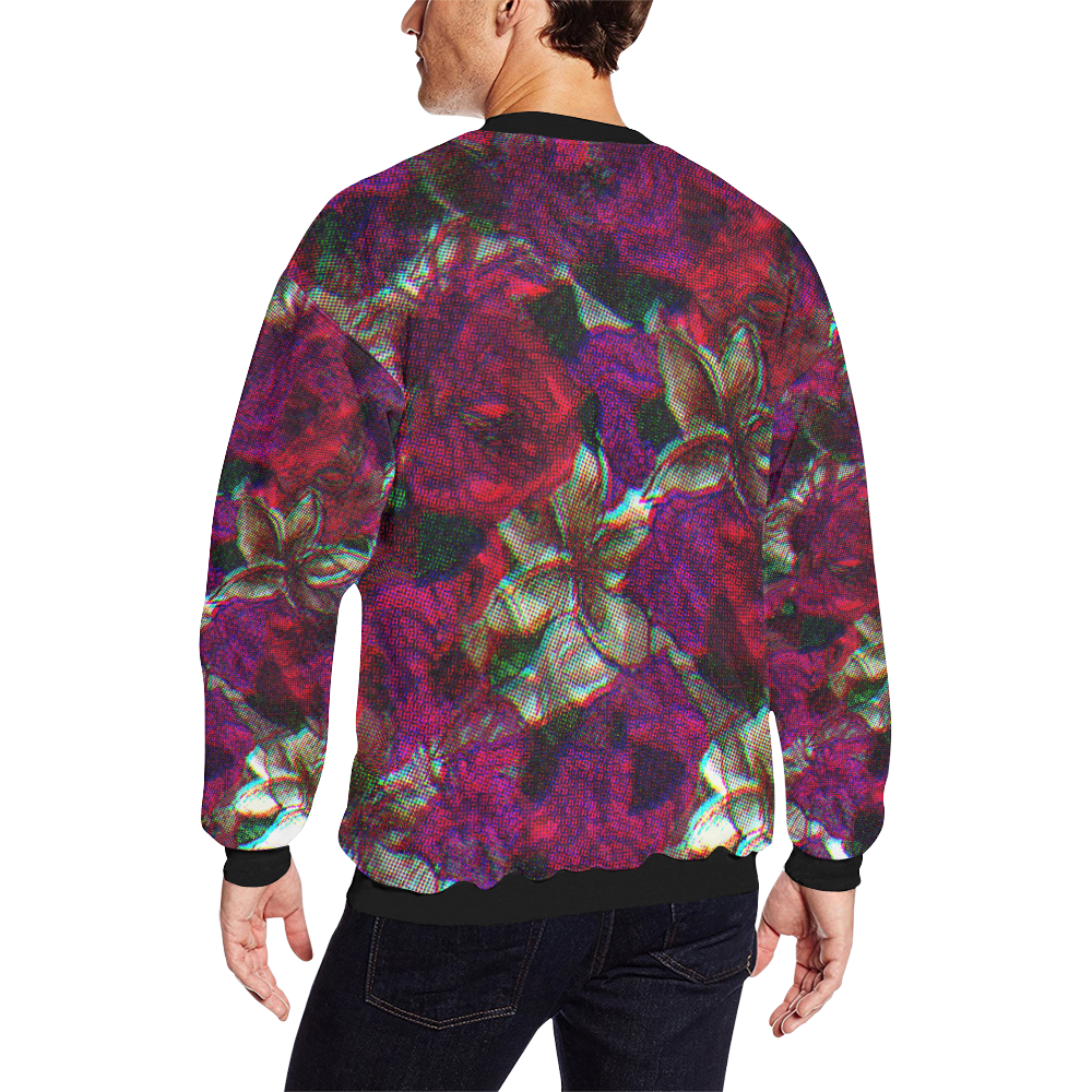 Flowers at Night Men's Oversized Fleece Crew Sweatshirt (Model H18)