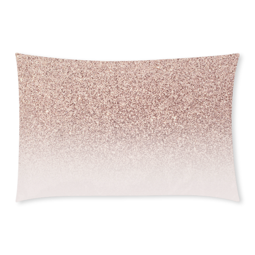 Rose Gold Glitter Ombre Pink White 3-Piece Bedding Set