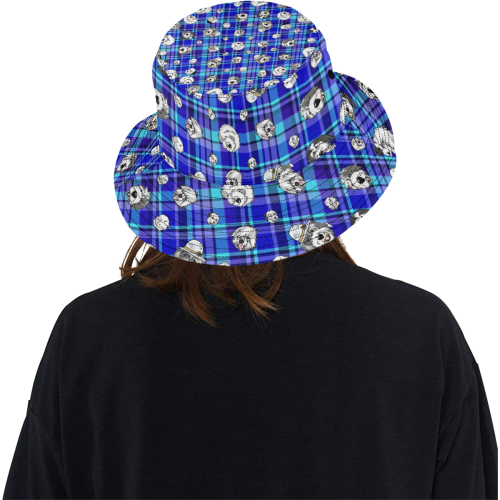 blue plaid Shaggies All Over Print Bucket Hat