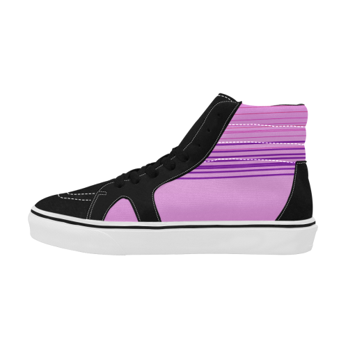 Deluxe pink lines exotico Women's High Top Skateboarding Shoes (Model E001-1)