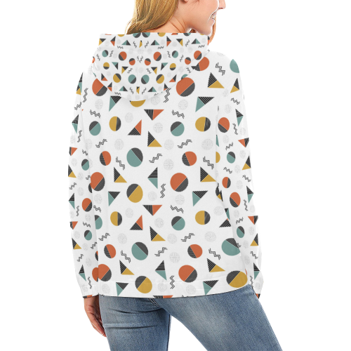 Geo Cutting Shapes All Over Print Hoodie for Women (USA Size) (Model H13)