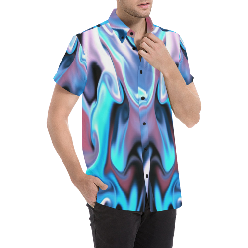 catch the waves smoky haze by FlipStylez Designs Men's All Over Print Short Sleeve Shirt (Model T53)