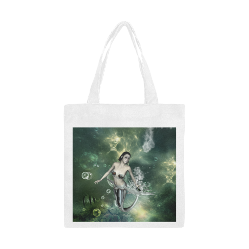 Awesome mermaid in the deep ocean Canvas Tote Bag/Small (Model 1700)
