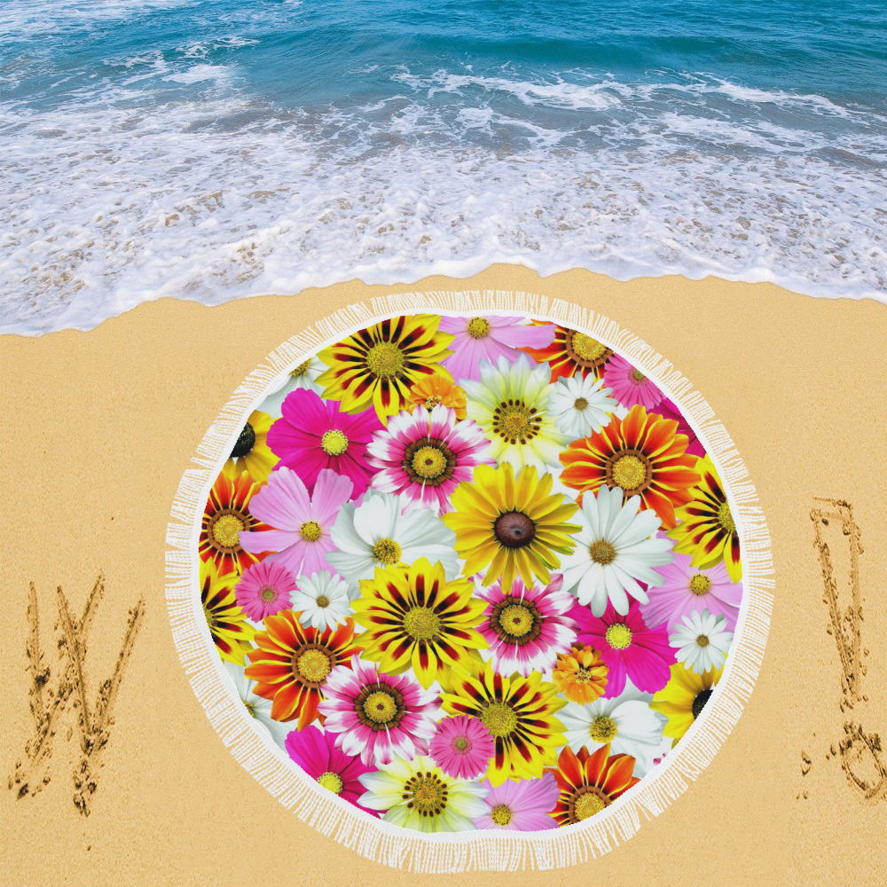 Spring Time Flowers 1 Circular Beach Shawl 59"x 59"