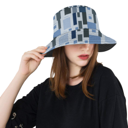 Abstract Blue Squares All Over Print Bucket Hat