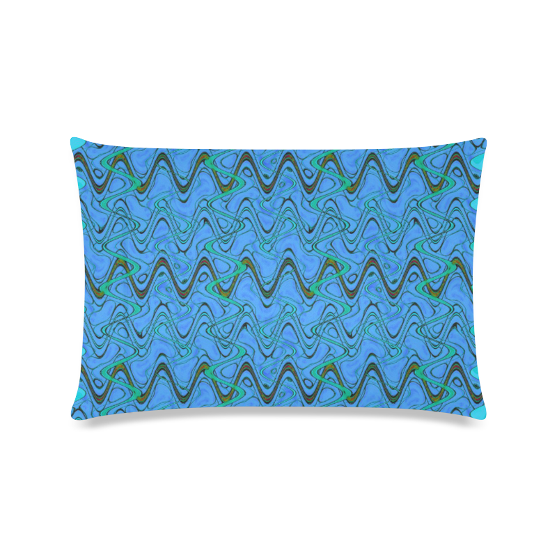 Blue Green and Black Waves pattern design Custom Zippered Pillow Case 16"x24"(Twin Sides)