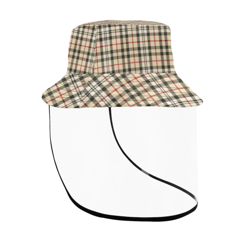 STRIPES LIGHT BROWN Women's Bucket Hat (Detachable Face Shield)