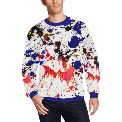 Blue & Red Paint Splatter All Over Print Crewneck Sweatshirt for Men (Model H18)