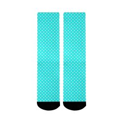 Baby blue polka dots Mid-Calf Socks (Black Sole)
