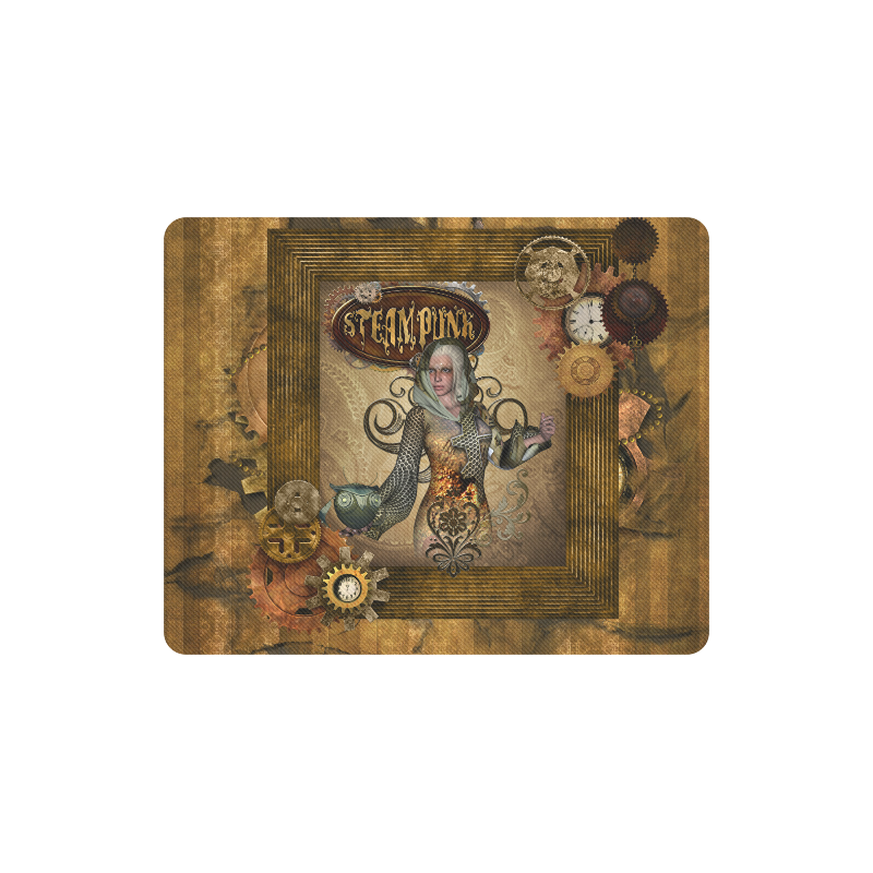 Steampunk lady with owl Rectangle Mousepad